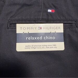 Tommy Hilfiger Black Relaxed Chino Pants with Flag Accent
